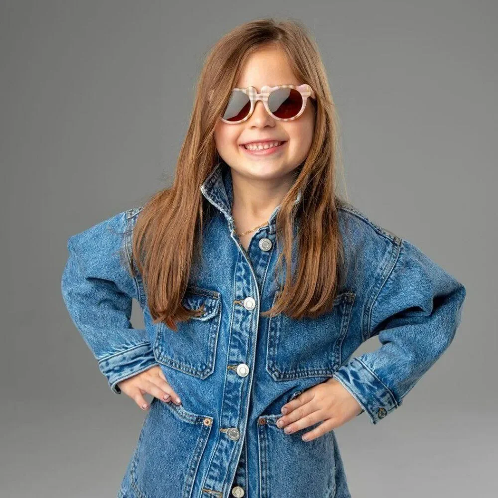 NEW Burberry JB4355 KIDS 397273 Check Pink Bronze  Round Unisex Sunglasses